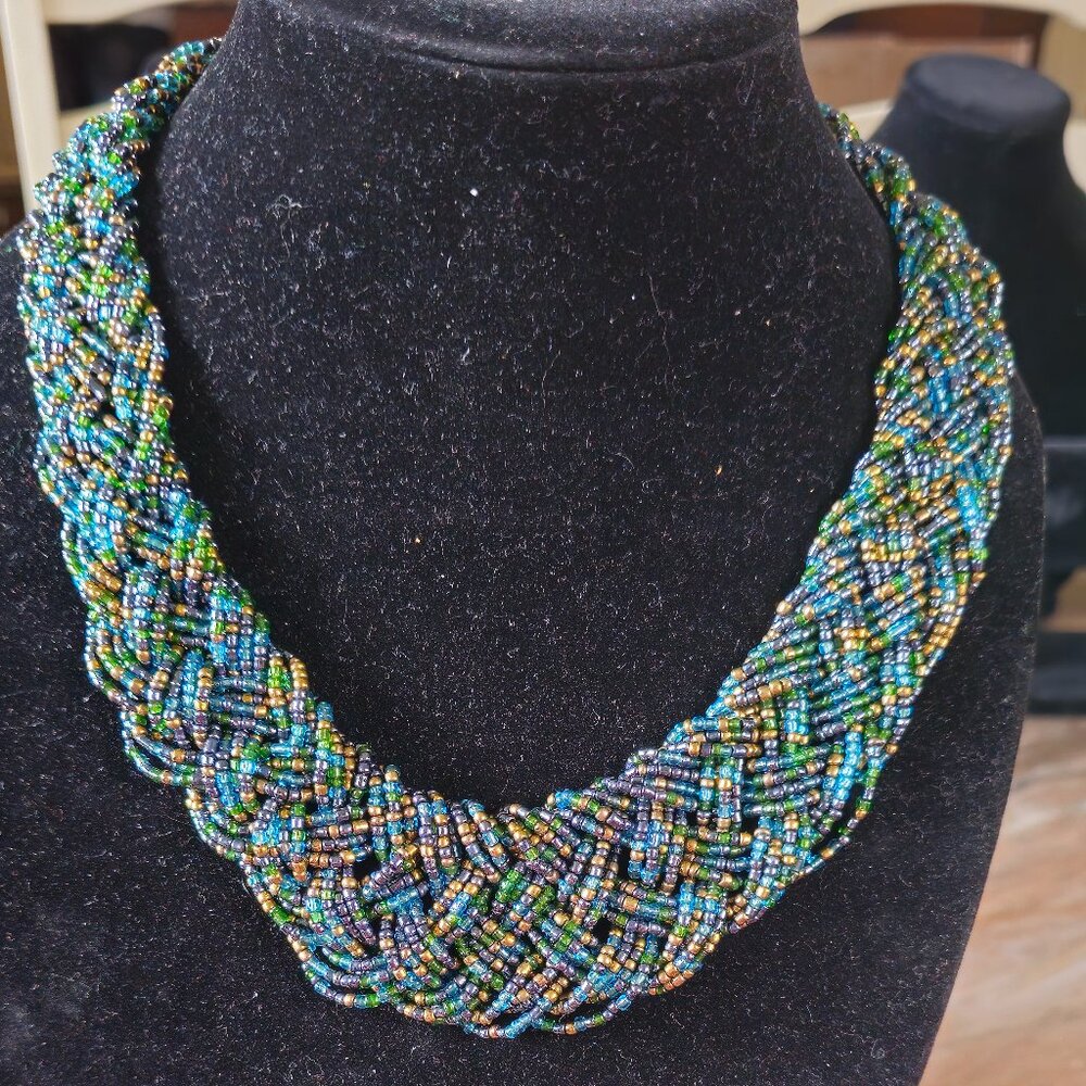 Beautiful Seed Bread Thick Braided Statement Necklace!